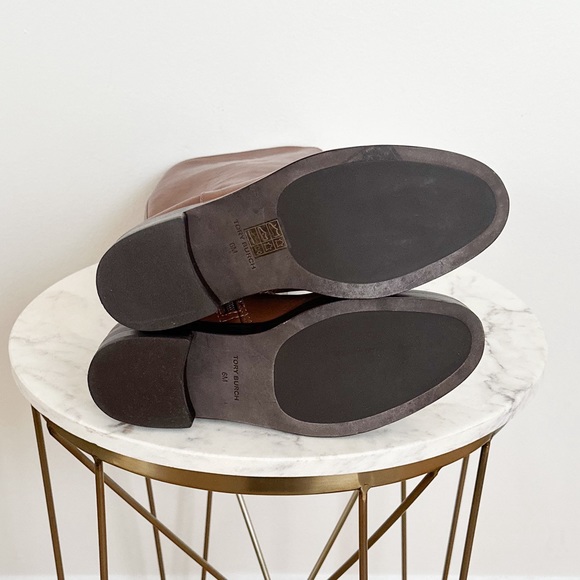 NEW Tory Burch Logo The Riding Boots in Palissandro Leather Size 6 - Picture 9 of 9